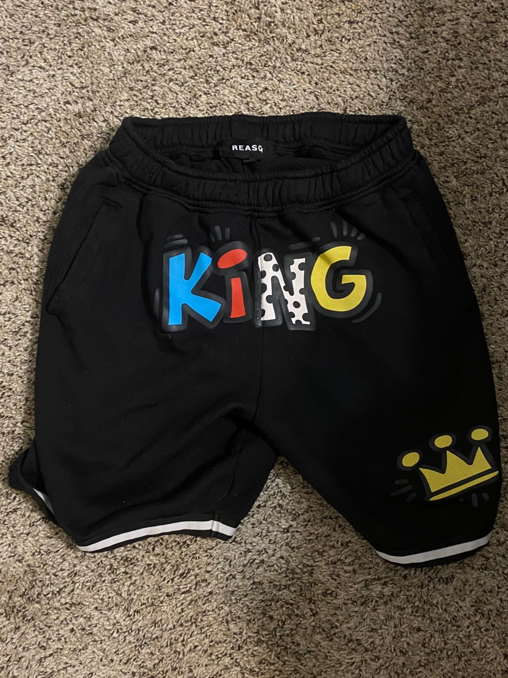 Reason Black 'KING' Graphic Shorts